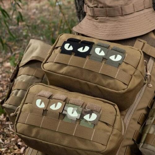 3D PVC Cat Eye Patches Reflective EMT IR Patches Military Police Tactical Patch Rubber Biker Fastener Glow In Dark badges