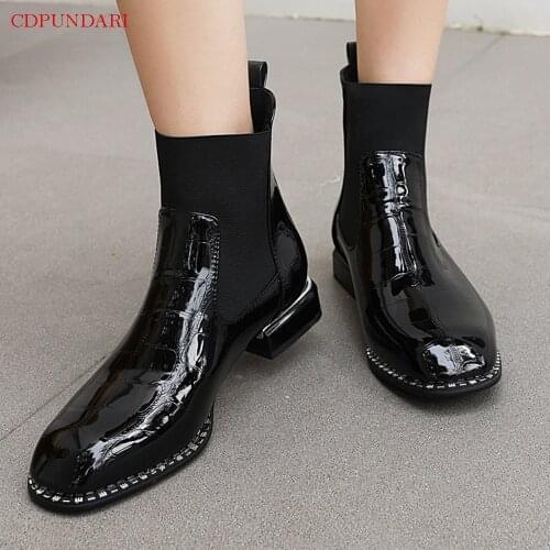 Black Ankle Boots For Women Low Heels Chelsea Boots Ladies Autumn Winter Short Boots Shoes Bottines Femme Gray