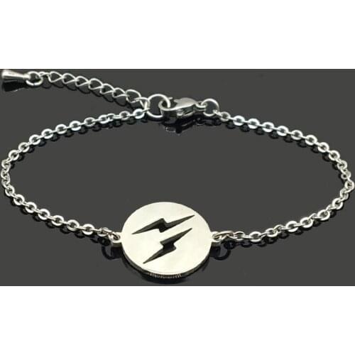 Flash Stainless Steel Charm Chain Bracelet Stainless Steel Flash Pendant Chain Bracelet For Women Girls
