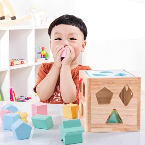 Baby Wooden Toy Shape Sorter Colors Blocks Babies Matching Toys for Toddlers