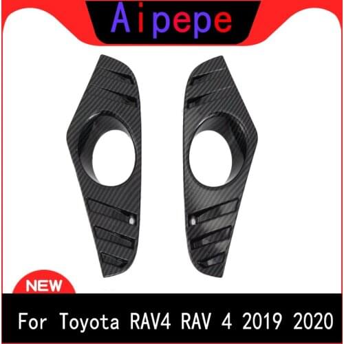 For TOYOTA RAV4 2019 2020 Front Fog Light Cover Trim ABS Carbon Fiber Exterior Front Lamp Trim Car Accessories