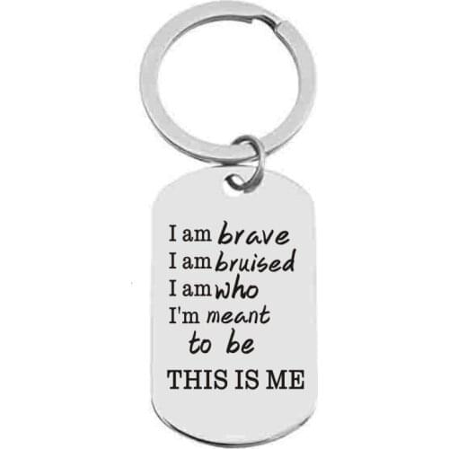 This Is Me Keychain Necklace, The Greatest Showman Musical Song Lyrics Quote Pendant Necklace Keychain