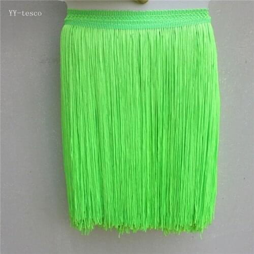 10 Meter Fluorescent green Polyester Lace Tassel Fringe Lace Trim Ribbon Sew Latin Dress Stage Garment Curtain Accessories 30cm