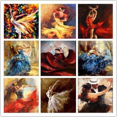 TOUOILP Needlework full embroidery painting cross stitch flower diy diamond painting kits crystal square diamond Red dress dance