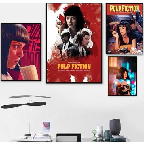 Pulp Fiction Classic Movie Quentin Tarantino Vintage posters and prints Art Painting Silk Canvas wall pictures for living room