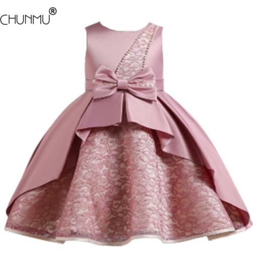 Lace Backless Sequin Big Bow Baby Girl Dress Princess Elegant Birthday Party Dress For Girl Opening Ceremony Dresses Kid Clothes
