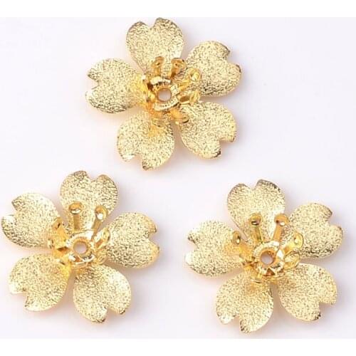 10Pcs 14*14mm Metal Copper Flower Bead Cap Setting Hair Accessories Spacers DIY Jewelry Making Findings