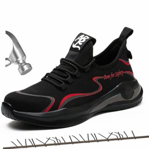 Mens Steel Toe Protective Anti Smashing Work Shoes Men Indestructible Breathable Mesh Anti Slip Puncture Proof Safety Shoes
