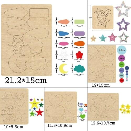 New Multiple Round Card Star Heart Shape Irregular Wooden Die Basic Shape Wood Dies Fit Common Die Cutting Machine on the Market