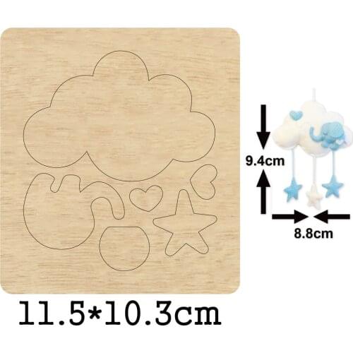 Clouds and Moon Ornaments Handwork Wooden Mold Baby Bedroom Wall Hanging Decor 2020 New Wood Dies Leather Cloth Paper Crafts
