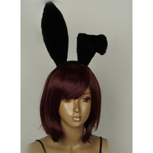 Athemis Black Bunny Rabbit Ears Hairhoop cosplay Handmade accessories headwear