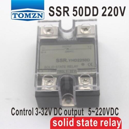 50DD SSR Control voltage 3~32VDC output 5~220VDC DC single phase DC solid state relay
