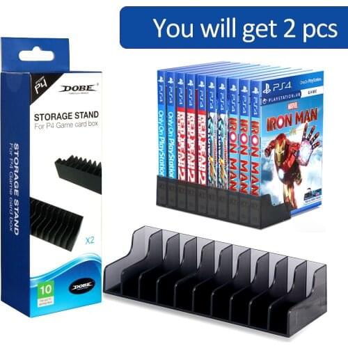 2pcs PS4 Slim Pro 10 Game Discs Storage Stand Games Holder Black Bracket for Sony Playstation 4 Play Station PS 4 Accessories