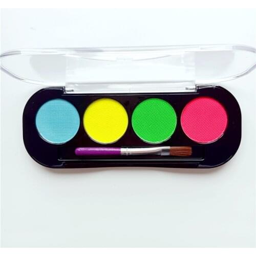 Custom 4 Color UV Neon Face Paint Summer Party Activities Palette Water Activated Eyeliner Palette Private Label
