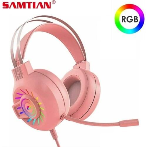 SAMTIAN Earphone Wired Headset With Microphone Urround Sound Headband Headphone For Laptop Tablet Computer Game Headphone