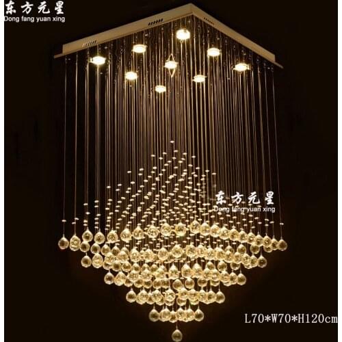 Modern crystal chandelier led lightindoor light large level crystal lamp square rings shape lighting