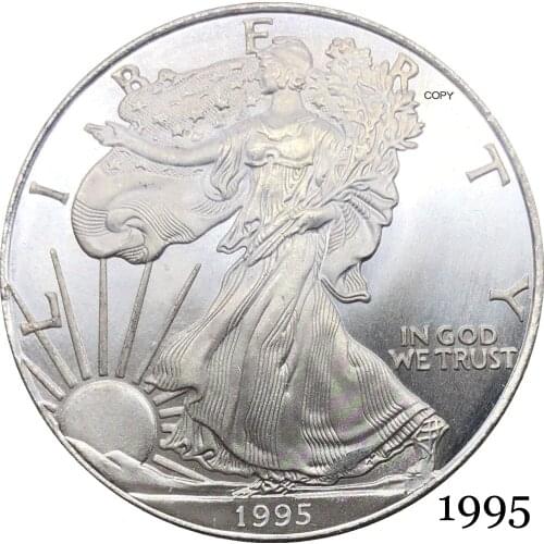 United States America 1995 W In God We Trust 1 OZ Fine Silver Bullion Eagles One Dollar Silver Plated Copy Commemorative Coin