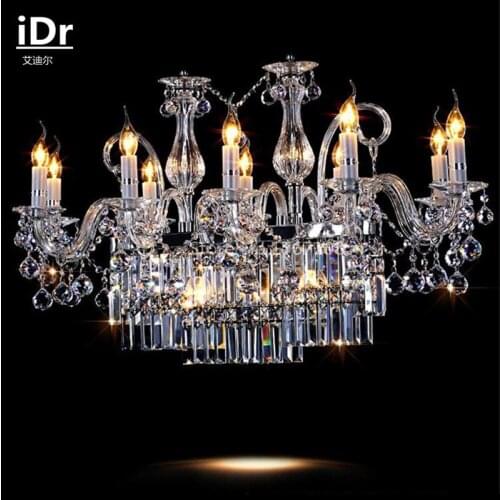 Living room led lamps European-style rectangular dining crystal candle chandelier factory outlets iDr-0060