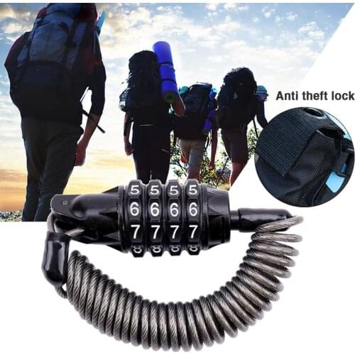 Bike Lock Cable Spring Anti-theft Bicycle Code Lock 4 Digits Combination Password Bike Lock Spring Disc Cable Wire Security Lock
