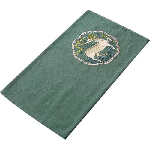 Fu Lu Shou Xi Cotton and Linen Embroidered Table Flag Kung Fu Tea Ceremony Chinese Zen Fabric Dry Bubble Tea Mat