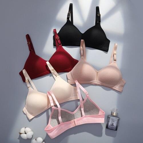 Women Bras Students Girls No Wire Bra Soft Push Up Thin 3/4 Cup Underwear Breathable Wire Free Seamless Bras