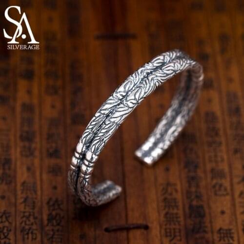 SA SILVERAGE Luxury Designer Charm Bracelets for Women Punk Style Bracelet Lovers Retro Open Bracelet
