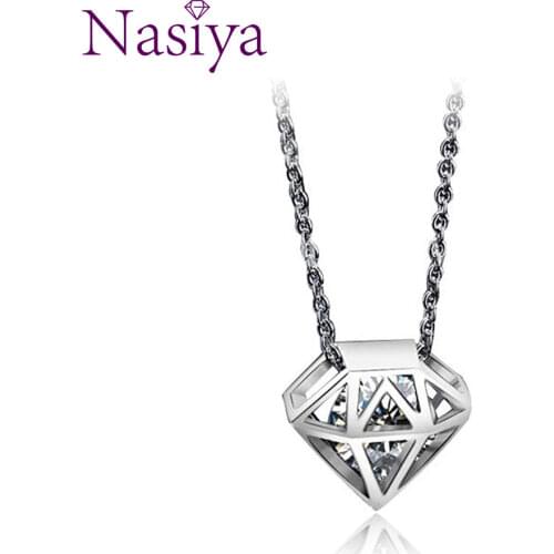 Fashion Small Solid Sterling Silver 925 Necklace For Women Fine Jewelry Zircon CZ Hollow Out Pendant Valentines Gifts