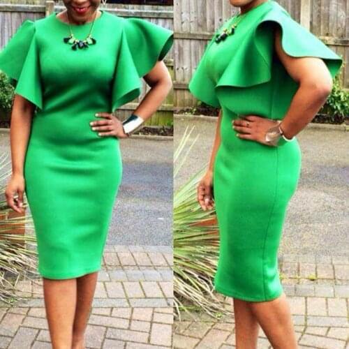 High-end Custom Sunmer Autumn Sexy Women Dress Slim Pencil Dress Ladies Brand Butterfly Sleeve Green Dress Plus Size Xxxl