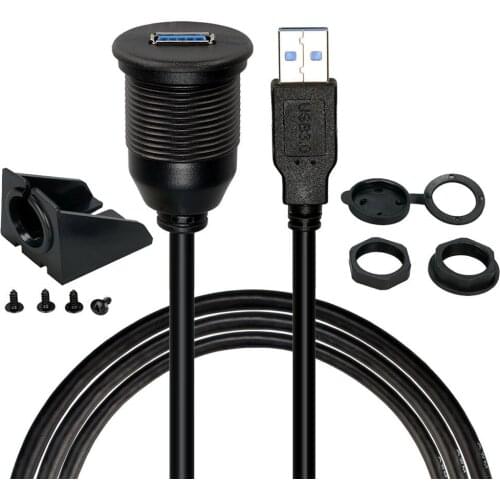 10pcs x USB 3.0 Male to USB 3.0 Female AUX Flush Mount Car Mount Extension Cable