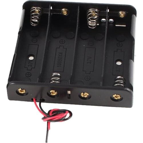 2 Pcs Black Plastic Battery Holder Case w Wire for 4 x 18650 14.8V