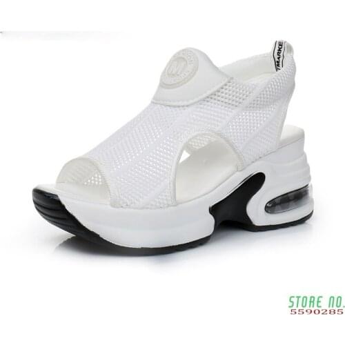 2020 Summer Women Sandals Black Wedge Heels Sneakers Summer Peep Toe High Heels Platform White Flip-Flops Thick Bottom Sandals