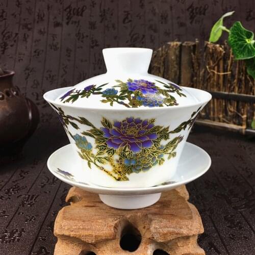 2021 New Arrival 230ml Chinese Hand Painted Tea Set Tureen Color Changing Pattern Gaiwan High Quality Chinese Teaset Cup