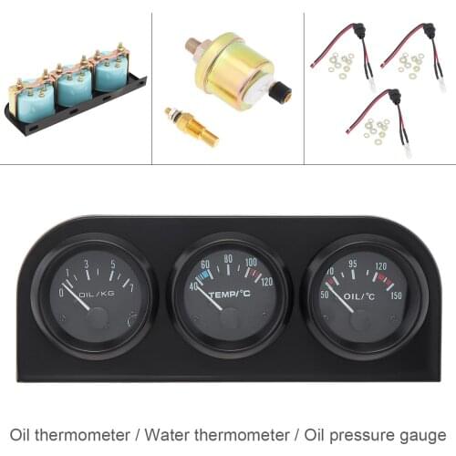 52mm 2 Inch 3 in 1 Triple Gauge Kit Water Temp Oil Temp Oil Pressure Gauge Meter with Sensor