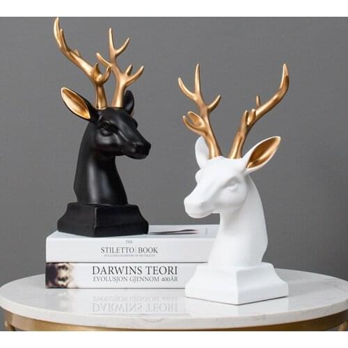 3D Deer Statue Home Decor Sculpture Table Decoration Modern Europe Decorative Animals Figurine Living Room Decorations Art