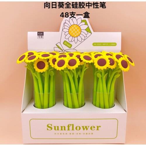 48pcs/1lot Cute Gel Pens Colored Ink sunflower Kawaii Ballpoint School Canetas Boligrafos Gift Stationery Office Supply 0.5mm