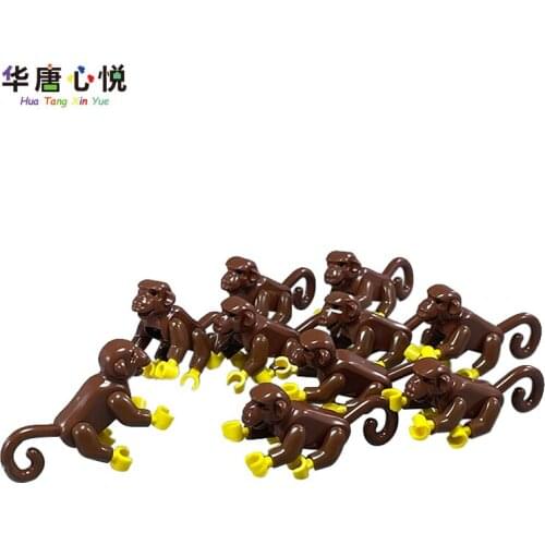 Friends Animal Series Monkey Brown Macaque 5pcs Building Blocks Educational Toys Kid Gift Assemble Figures Toy Friend Mini Model