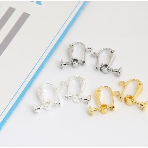 6pcs 15x15mm Screw Ear Clip Earring Settings 8mm Cabochon Base Blank Bezel Fit DIY Ear Jewelry Making