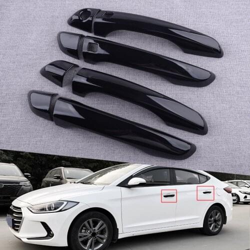 8Pcs/Set Car ABS Smart Glossy Black ABS Side Door Handle Cover Trim Fit For Hyundai Elantra 2017 2018 2019 2020