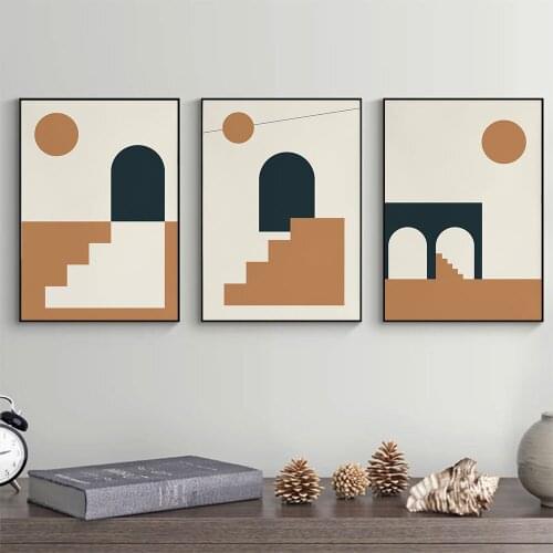 Abstract Moroccan Rrch Poster Canvas Painting Modern Neutral Art Print Minimalist Wall Picture For Living Room Boho Home Decor
