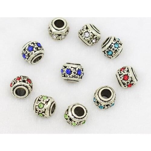 Flower jewelry accessories manufacturers selling point manual DIY alloy drill large hole bead all-match Beaded Bracelet