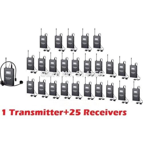 Takstar WTG-500/WTG 500 UHF PLL Wireless Acoustic Transmission System 1 Transmitter+25 Receivers+1 Headworn MIC+25 Earphone