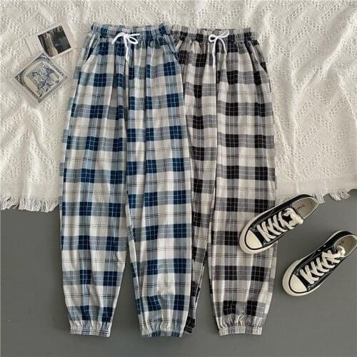 Plaid Pants Women Streetwear Cool Girl High Waist Trousers harem sweatpants joggers women cargo sweat pants korean pantalon