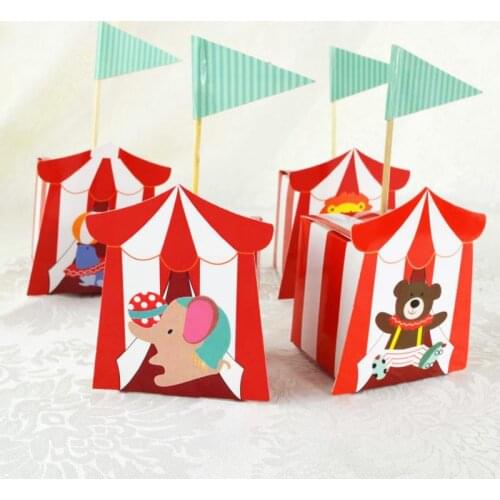 10pcs Animals Party Paper Gift Box Lion Bear Circus Pattern Candy Box Wedding Gift Kids Baby Shower Birthday Party Decoration