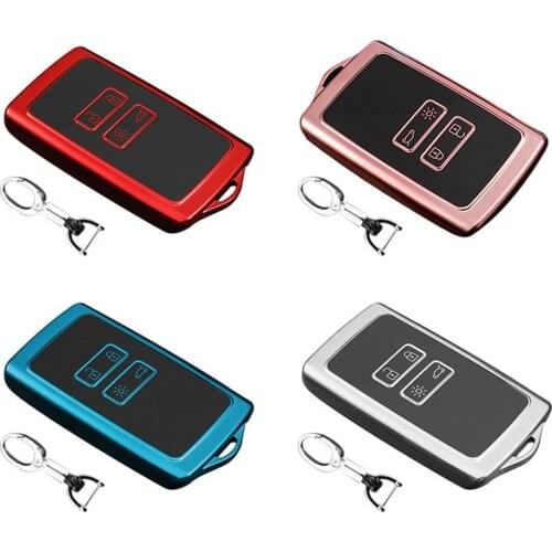 TPU 4 Button Keychain Key Case Car Key Shell for Renault Remote Control Protective Cover Abrasion Resistance Skin-Friendly