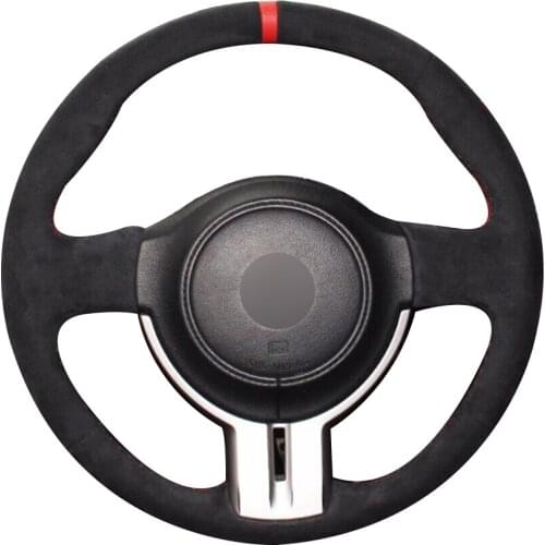 Black Suede Red Marker Car Steering Wheel Cover for Toyota 86 2012-2015 Subaru BRZ 2012-2015