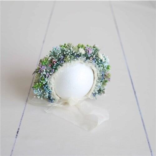 Newborn Floral Bonnet Girl Fairy Hat Photography Prop Flower Hat Infant Lace Cap
