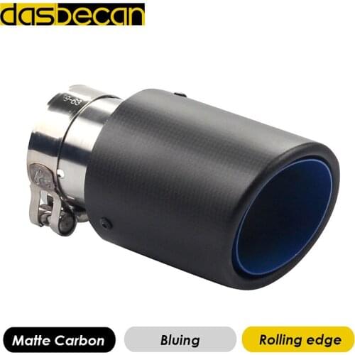 Dasbecan 3k Matte Carbon Rolling Edge Exhaust Pipe Stainless Steel Car Styling AK Rear Muffler Tips Exhaust System Universal