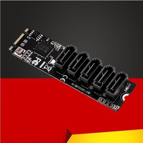 H1111Z Add On Cards M.2/M2 Adapter SSD M2 SATA Adapter Hard Disk M2 to SATA Card NGFF M.2 SATA Adapter 5 Ports SATA3 Riser Card