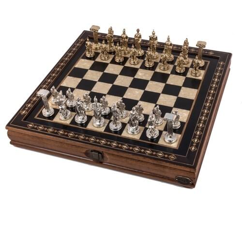 Hero Black Mdl Chess Set Metal Figured