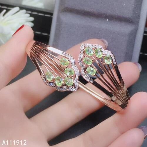KJJEAXCMY fine jewelry natural Peridot 925 sterling silver new women hand bracelet wristband support test luxury